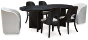 Rowanbeck Dining Table and 6 Chairs in Black - Lara FurnitureDining Room Set