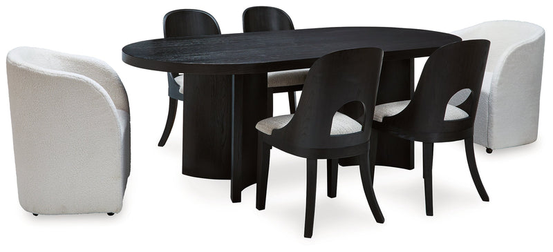 Rowanbeck Dining Table and 6 Chairs in Black - Lara FurnitureDining Room Set