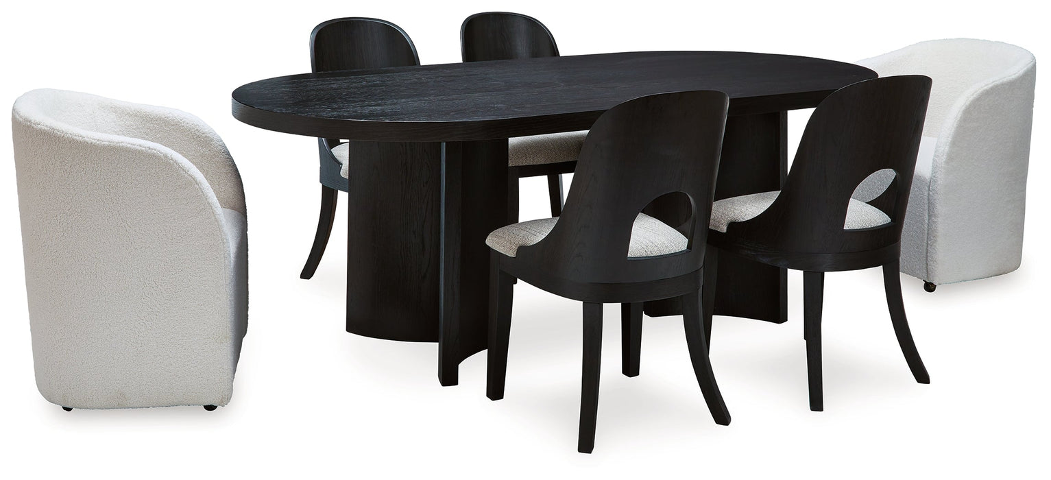 Rowanbeck Dining Table and 6 Chairs in Black - Gate FurnitureDining Room Set