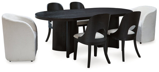 Rowanbeck Dining Table and 6 Chairs in Black - Gate FurnitureDining Room Set
