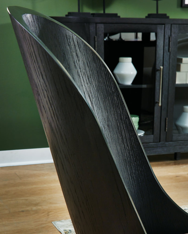 Rowanbeck Dining Table and 6 Chairs with Storage in Black from Ashley - Lara Furniture