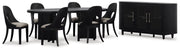Rowanbeck Dining Table and 6 Chairs with Storage in Black from Ashley - Lara Furniture