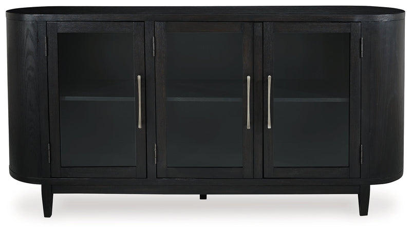 Rowanbeck Dining Table and 6 Chairs with Storage in Black from Ashley - Lara Furniture