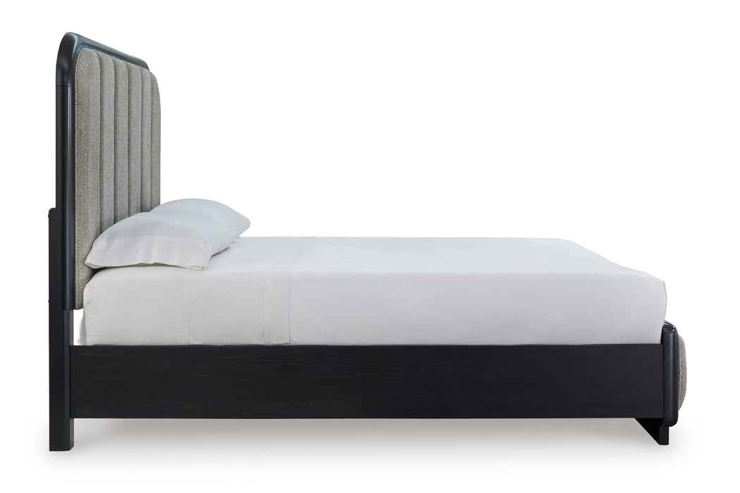 Rowanbeck Gray/Black Upholstered Panel Bedroom Set - Gate FurnitureBedroom Set