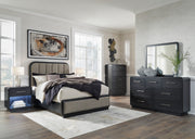 Rowanbeck Gray/Black Upholstered Panel Bedroom Set - Gate FurnitureBedroom Set