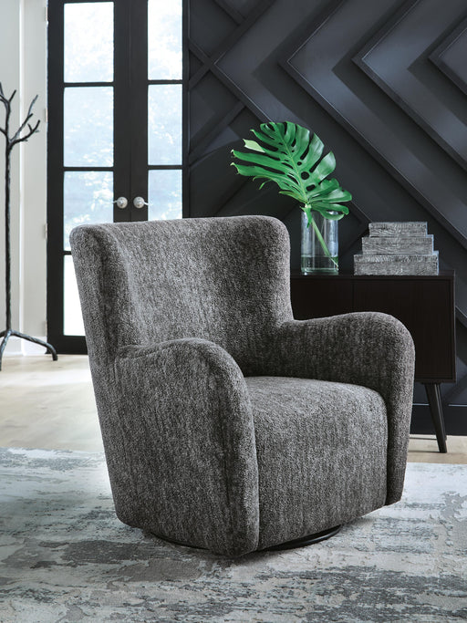 Rowenburg Heather Charcoal Swivel Glider Accent Chair - A3000796