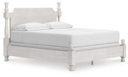 Rowlenstown California King Poster Bed, Dresser and Nightstand in Antique White - PKG023880
