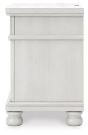 Rowlenstown California King Poster Bed, Dresser and Nightstand in Antique White - PKG023880