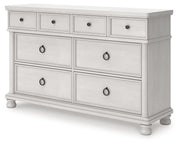 Rowlenstown California King Poster Bed, Dresser and Nightstand in Antique White - PKG023880
