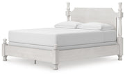 Rowlenstown California King Poster Bed, Dresser, Mirror and Nightstand in Antique White - PKG023879