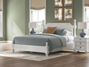Rowlenstown California King Poster Bed, Dresser, Mirror and Nightstand in Antique White - PKG023879
