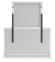 Rowlenstown California King Poster Bed, Dresser, Mirror and Nightstand in Antique White - PKG023879