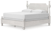Rowlenstown King Poster Bed, Dresser, Mirror and Nightstand in Antique White - PKG023874