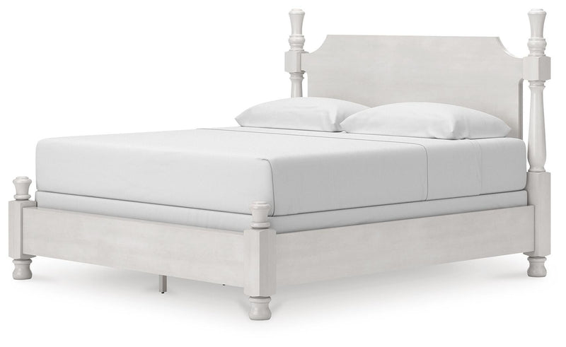 Rowlenstown King Poster Bed, Dresser, Mirror and Nightstand in Antique White - PKG023874