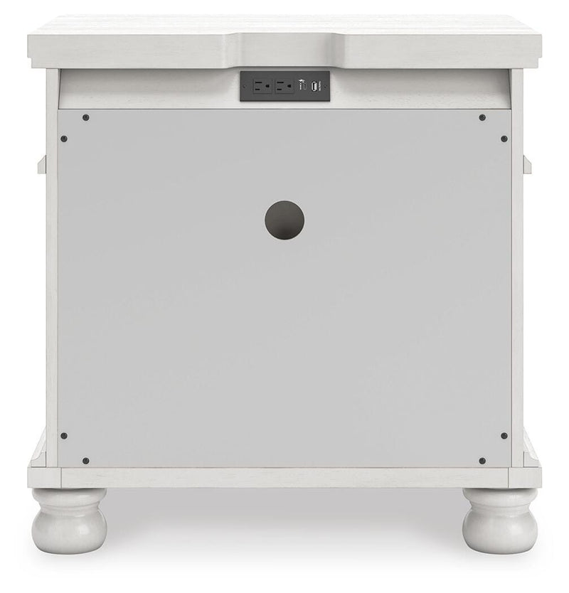 Rowlenstown King Poster Bed, Dresser, Mirror and Nightstand in Antique White - PKG023874