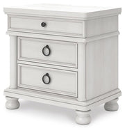 Rowlenstown King Poster Bed, Dresser, Mirror and Nightstand in Antique White - PKG023874