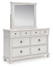 Rowlenstown King Poster Bed, Dresser, Mirror and Nightstand in Antique White - PKG023874