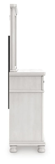 Rowlenstown King Poster Bed, Dresser, Mirror and Nightstand in Antique White - PKG023874