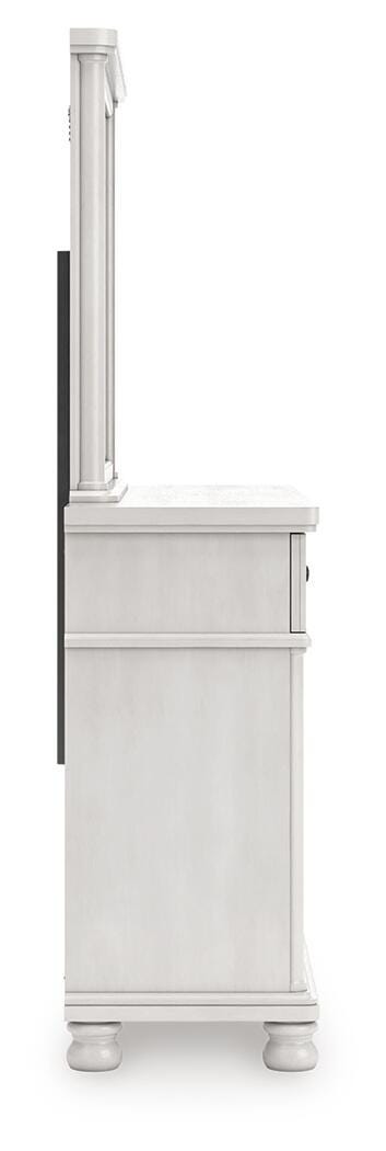 Rowlenstown King Poster Bed, Dresser, Mirror and Nightstand in Antique White - PKG023874