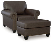 Roxmere Chair and Ottoman in Umber from Ashley - Lara Furniture