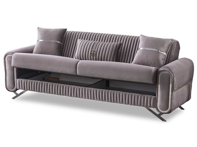 Royal Convertible Loveseat Light Grey in Light Grey - 101-ROY-LUX405-2