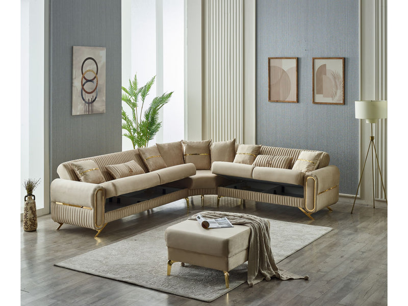 Royal Convertible Sectional Sofa Beige in Beige - 105-ROY-ANK529-5