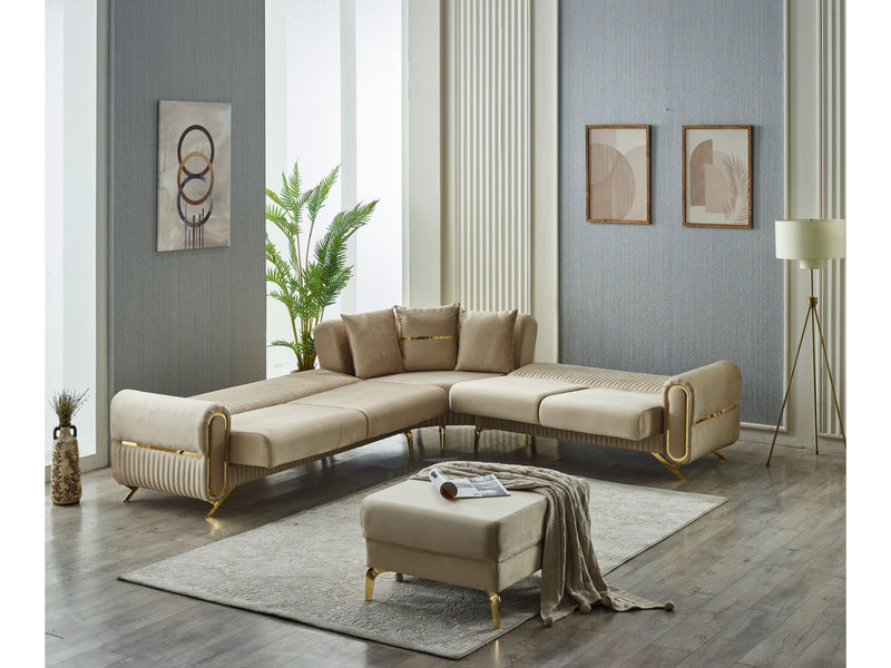 Royal Convertible Sectional Sofa Beige in Beige - 105-ROY-ANK529-5
