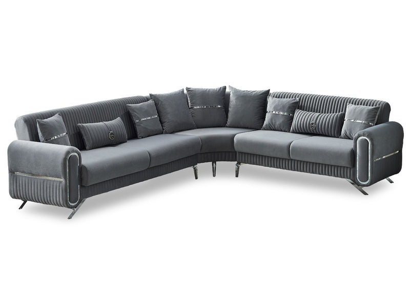 Royal Convertible Sectional Sofa Grey in Grey - 105-ROY-LUX405-5