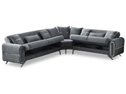 Royal Convertible Sectional Sofa Grey in Grey - 105-ROY-LUX405-5