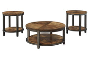 Roybeck Light Brown/Bronze Table (Set of 3) - Lara FurnitureOccasional Table Set