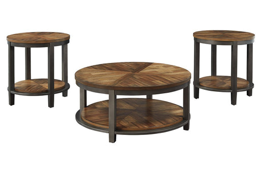Roybeck Light Brown/Bronze Table (Set of 3) - Lara FurnitureOccasional Table Set