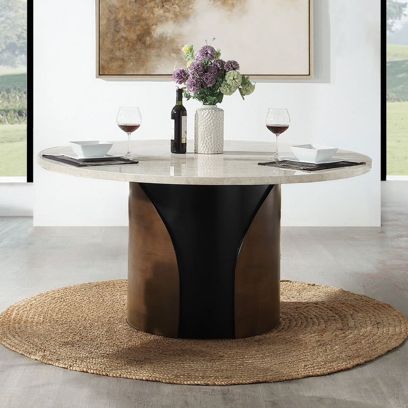 Rufina Round Dining Table w/Marble Top - DN07030