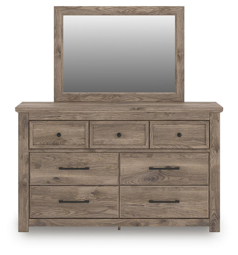 Rusticott King Panel Bed, Dresser, Mirror and Nightstand - PCB2260B11