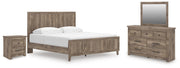 Rusticott King Panel Bed, Dresser, Mirror and Nightstand - PCB2260B11