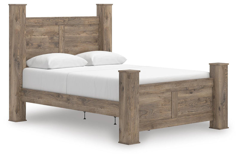 Rusticott Queen Poster Bed, Dresser, Mirror and Nightstand - PCB2260B13