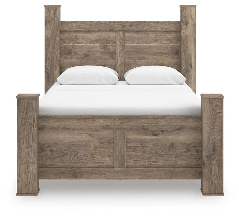 Rusticott Queen Poster Bed, Dresser, Mirror and Nightstand - PCB2260B13