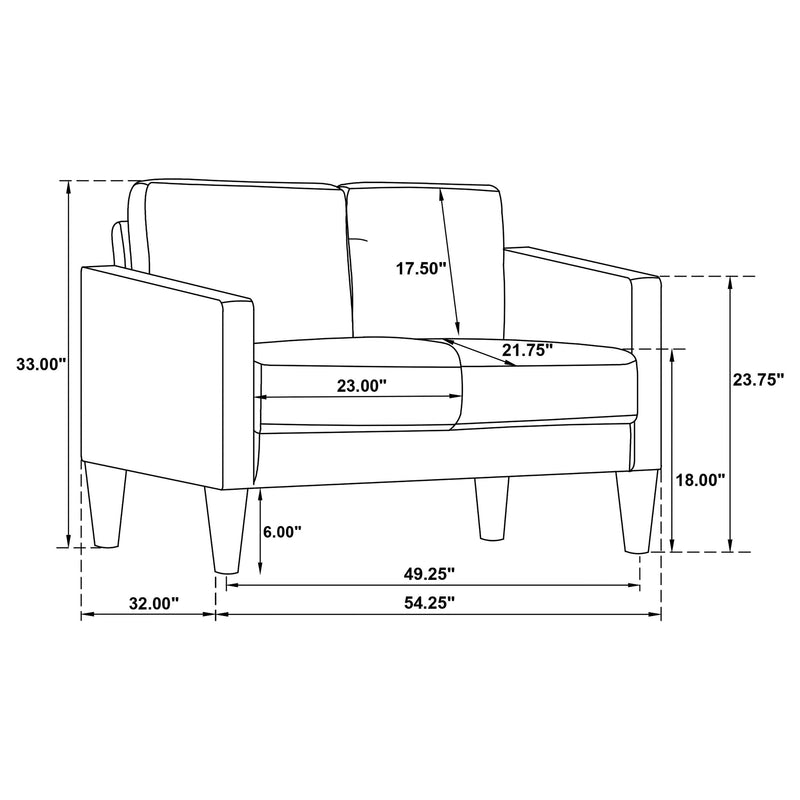 Ruth 2-piece Upholstered Track Arm Sofa Set Black - 508361-S2
