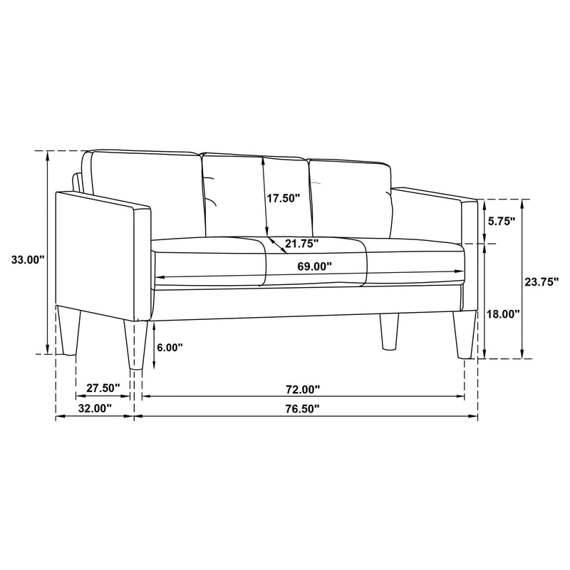 Ruth 3-piece Fabric Upholstered Track Arm Sofa Rust Red - 511211-S3