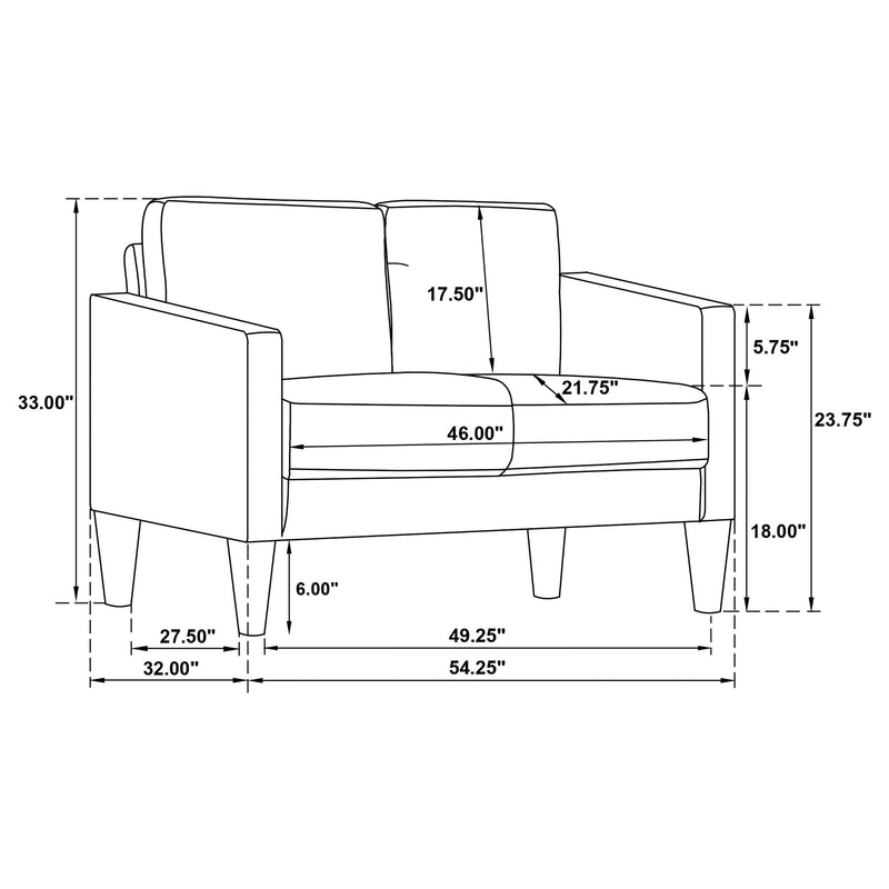 Ruth 3-piece Fabric Upholstered Track Arm Sofa Rust Red - 511211-S3