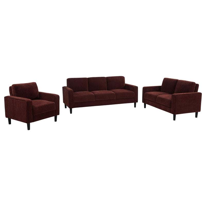 Ruth 3-piece Fabric Upholstered Track Arm Sofa Rust Red - 511211-S3
