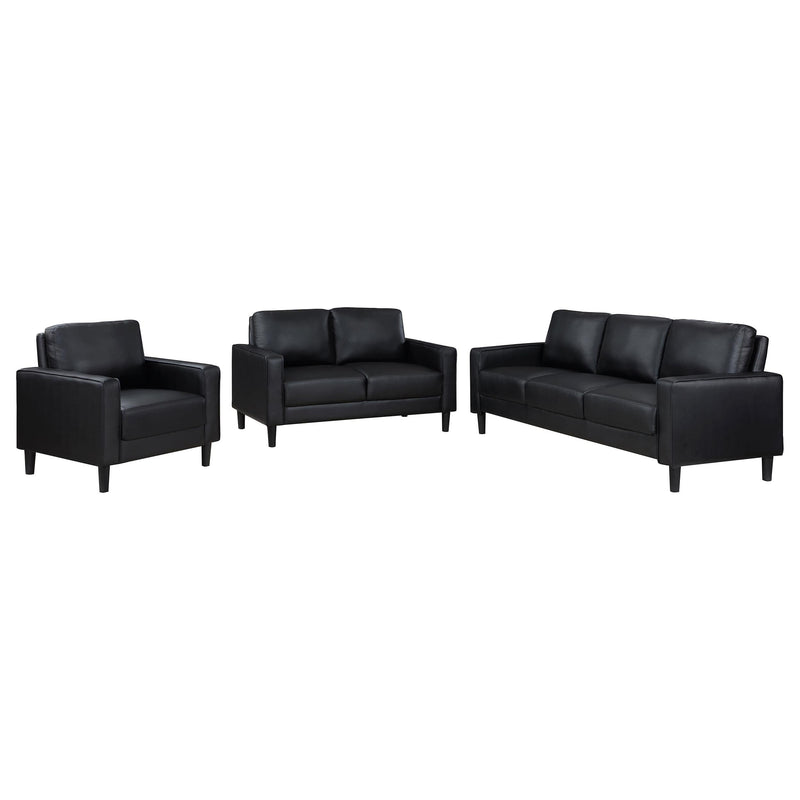 Ruth 3-piece Upholstered Track Arm Sofa Set Black - 508361-S3