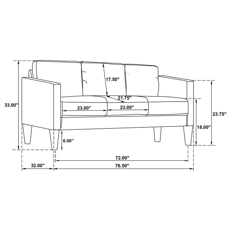 Ruth 3-piece Upholstered Track Arm Sofa Set Grey - 508365-S3