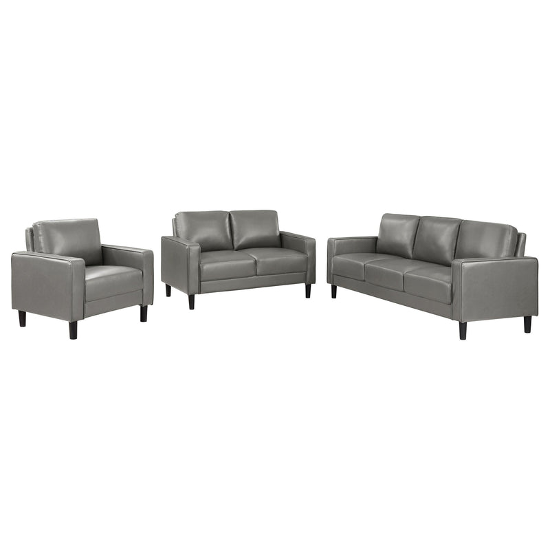 Ruth 3-piece Upholstered Track Arm Sofa Set Grey - 508365-S3