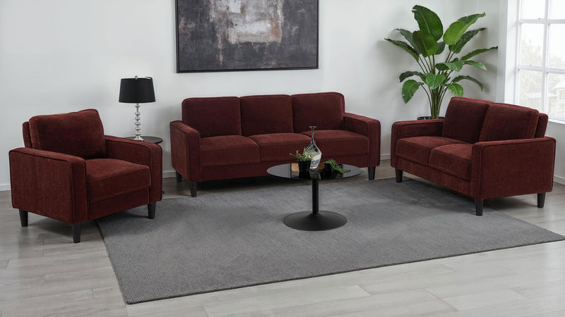 Ruth 77-inch Fabric Upholstered Track Arm Sofa Rust Red - 511211