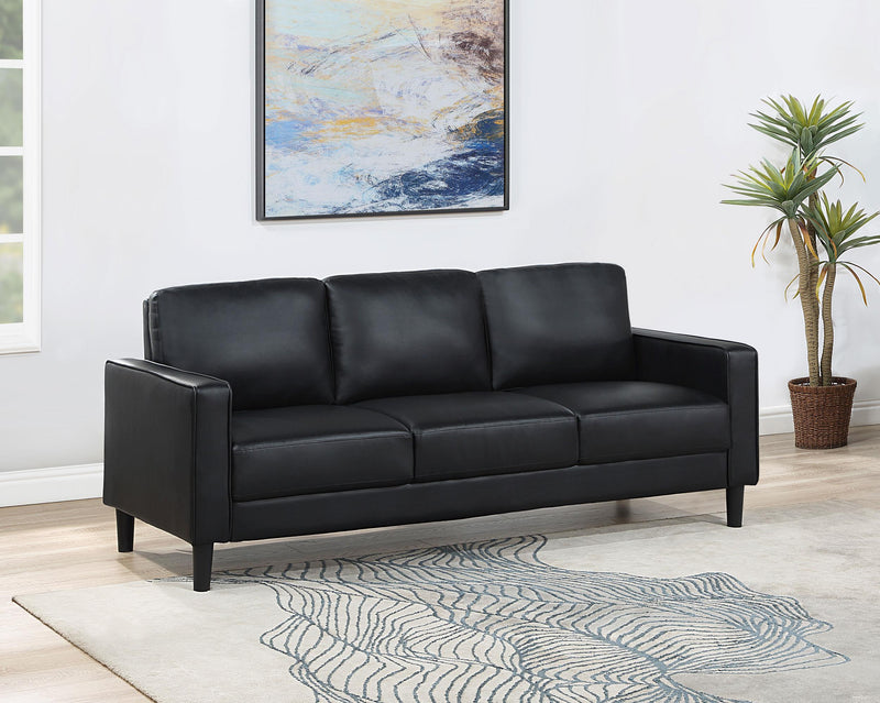 Ruth Black Upholstered Track Arm Living Room Set