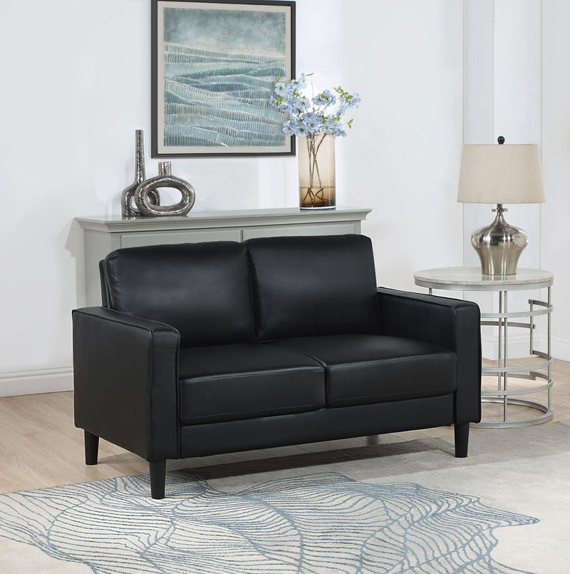 Ruth Upholstered Track Arm Loveseat Black - 508362