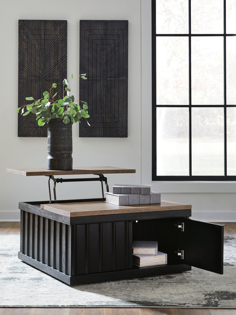 Rylandyn Black/Light Brown Lift-Top Coffee Table - T721-00
