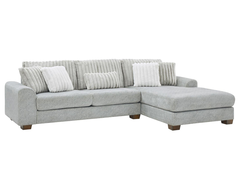 [S500- 2PC Sectional] Haisley - Sectional (Light Gray), Corduroy Fabric, Light Gray Each - S500-2PC-Sectional