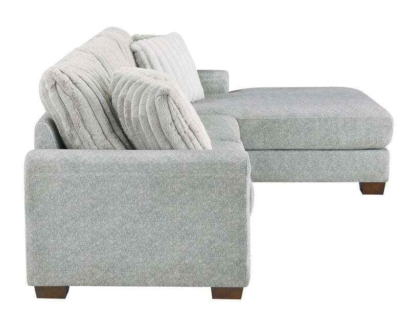 [S500- 2PC Sectional] Haisley - Sectional (Light Gray), Corduroy Fabric, Light Gray Each - S500-2PC-Sectional