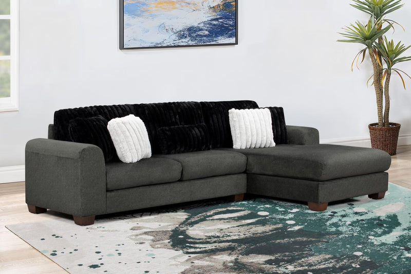 [S501- 2PC Sectional] Haisley - Sectional (Dark Gray), Corduroy Fabric, Dark Gray With : N/A Each - S501-2PC-Sectional